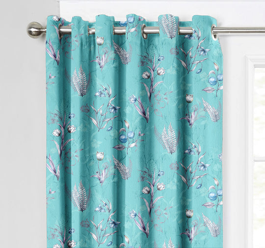 Ultimate Trends Premium Polyester Fancy Floral Curtain For Home Sea Green Color, 1 Piece