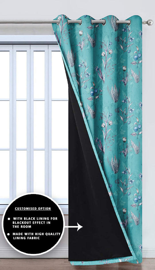 Ultimate Trends Premium Polyester Fancy Floral Curtain For Home Sea Green Color, 1 Piece