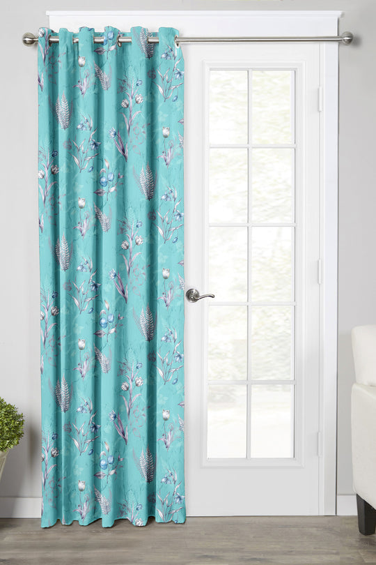 Ultimate Trends Premium Polyester Fancy Floral Curtain For Home Sea Green Color, 1 Piece