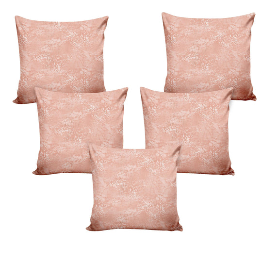 Ultimate Trends Digital Textured Printed Cushion Cover, 16 Inch X 16 Inch, Set of 5 - Peach Color