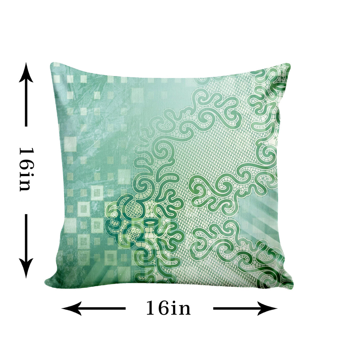 Ultimate Trends Digital Textured Printed Cushion Cover, 16 Inch X 16 Inch, Set of 5 - Sea Green Color