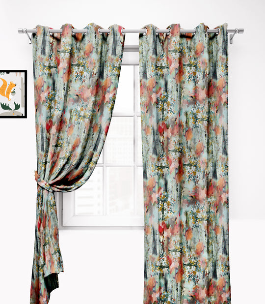 Ultimate Trends Premium Polyester Floral Curtain For Home Décor Multi Color, 1 Piece