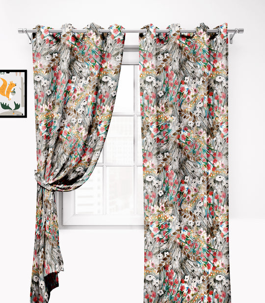 Ultimate Trends Premium Polyester Floral Curtain For Home Décor Multi Color, 1 Piece