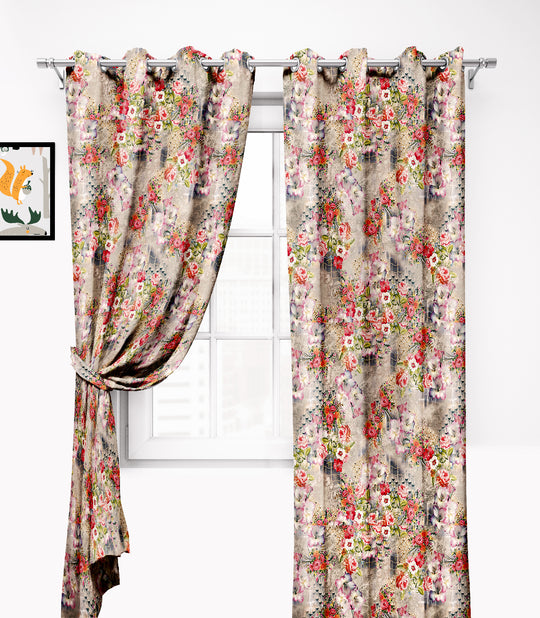 Ultimate Trends Premium Polyester Floral Curtain For Home Décor Multi Color, 1 Piece