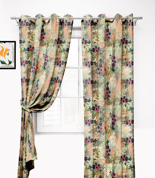 Ultimate Trends Premium Polyester Floral Curtain For Home Décor Multi Color, 1 Piece