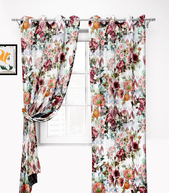 Ultimate Trends Premium Polyester Floral Curtain For Home Décor Multi Color, 1 Piece