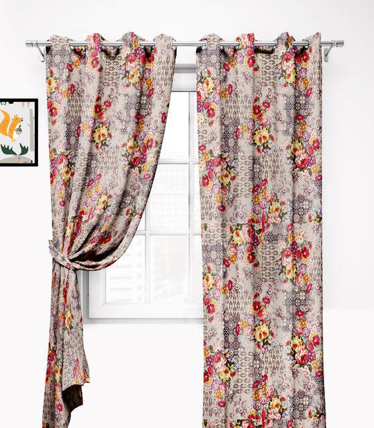 Ultimate Trends Premium Polyester Floral Curtain For Home Décor Multi Color, 1 Piece