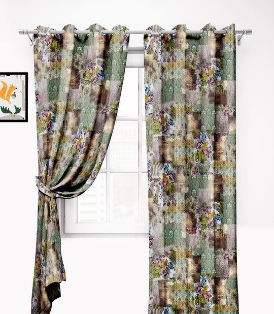 Ultimate Trends Premium Polyester Floral Curtain For Home Décor Pickle Green Color, 1 Piece