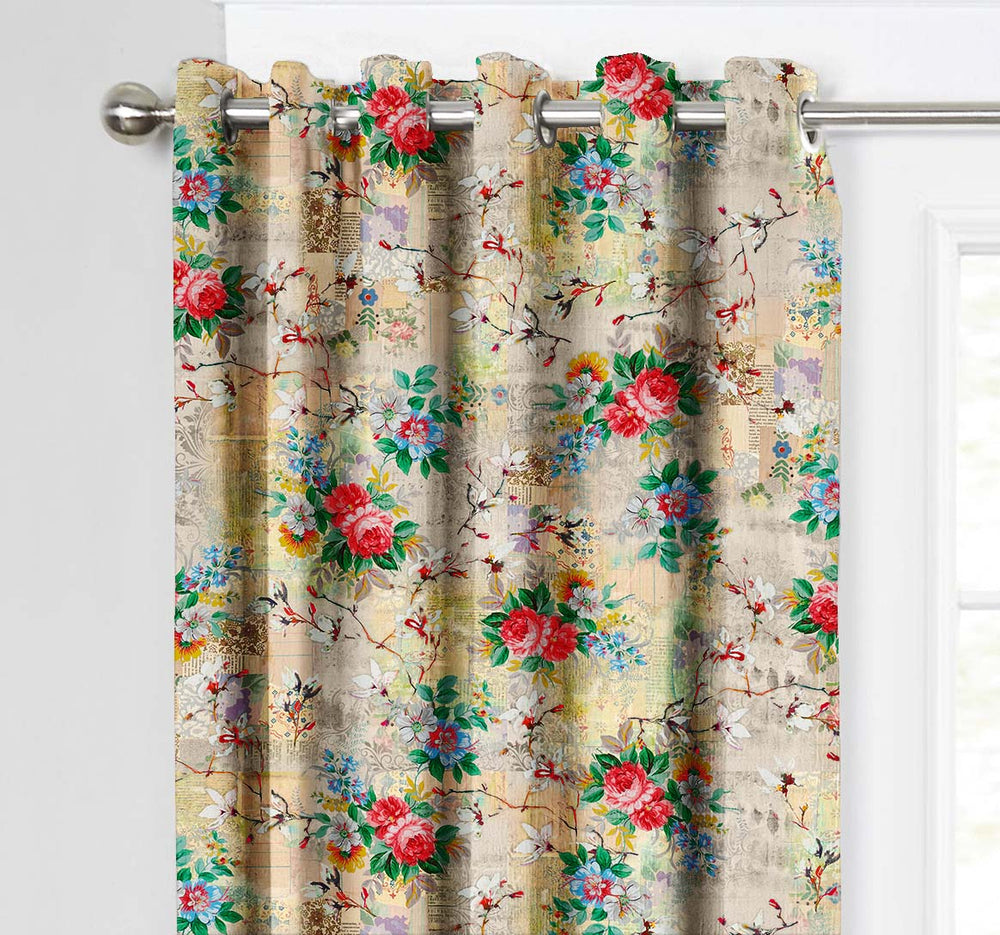 Ultimate Trends Premium Polyester Floral Curtain For Home Décor Multi Color, 1 Piece