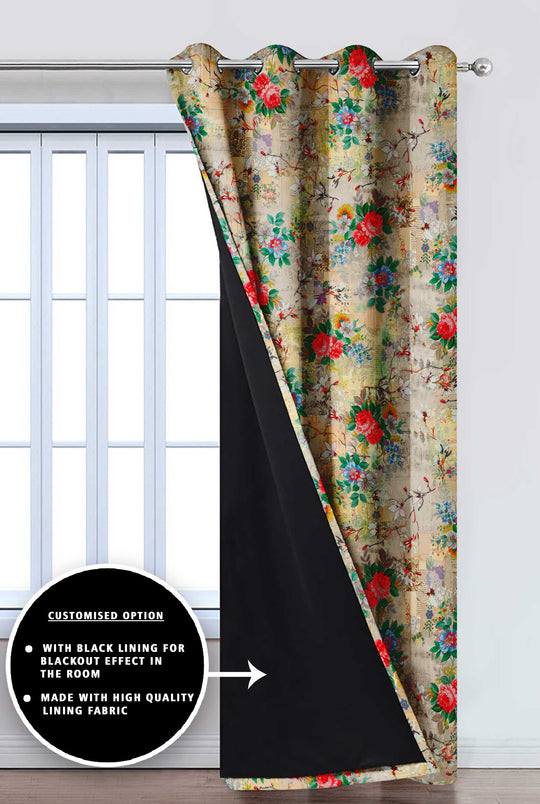 Ultimate Trends Premium Polyester Floral Curtain For Home Décor Multi Color, 1 Piece