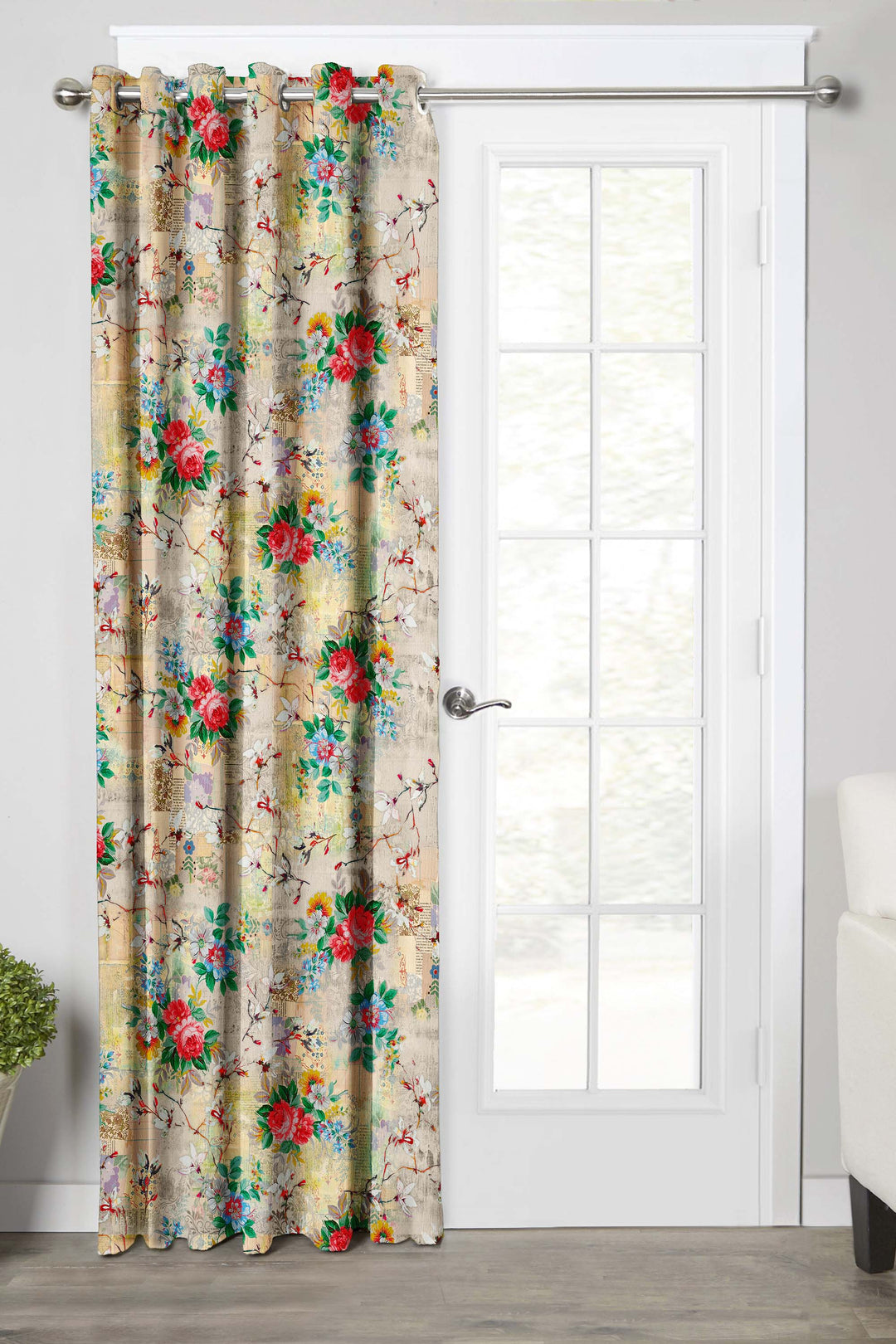 Ultimate Trends Premium Polyester Floral Curtain For Home Décor Multi Color, 1 Piece