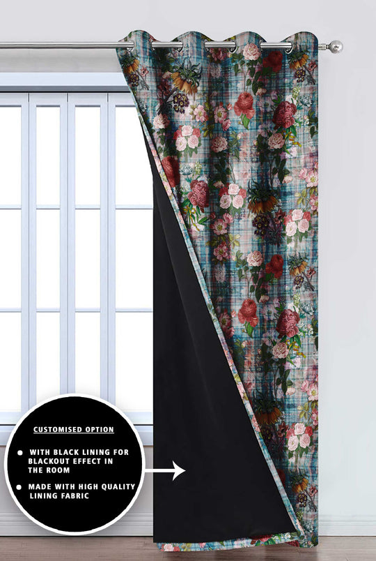 Ultimate Trends Premium Polyester Floral Curtain For Home Décor Multi Color, 1 Piece