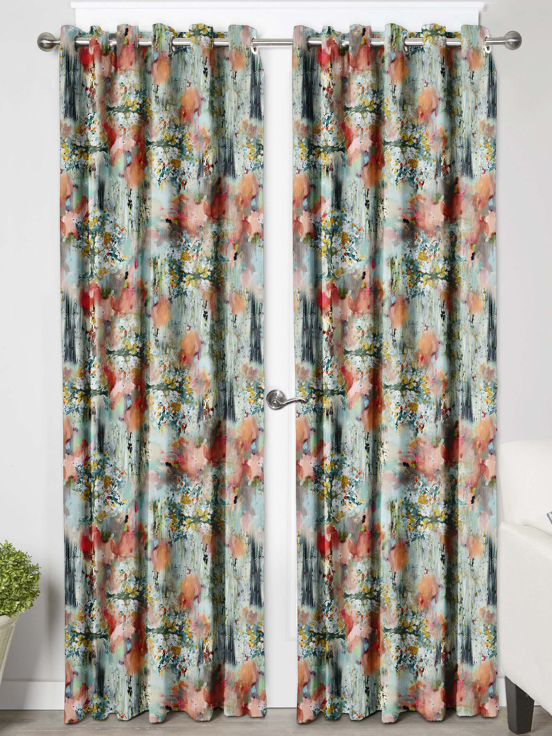 Ultimate Trends Premium Polyester Floral Curtain For Home Décor Multi Color, 1 Piece