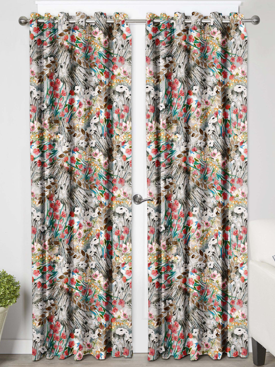 Ultimate Trends Premium Polyester Floral Curtain For Home Décor Multi Color, 1 Piece