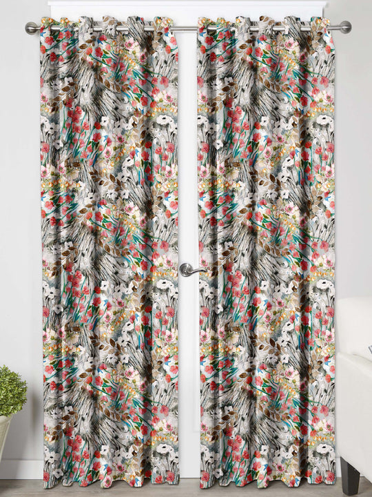 Ultimate Trends Premium Polyester Floral Curtain For Home Décor Multi Color, 1 Piece