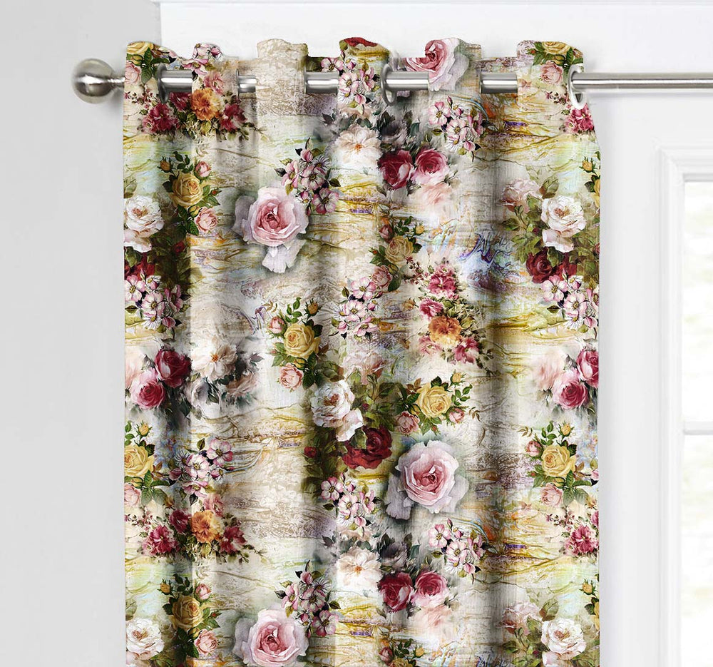 Ultimate Trends Premium Polyester Floral Curtain For Home Décor Multi Color, 1 Piece