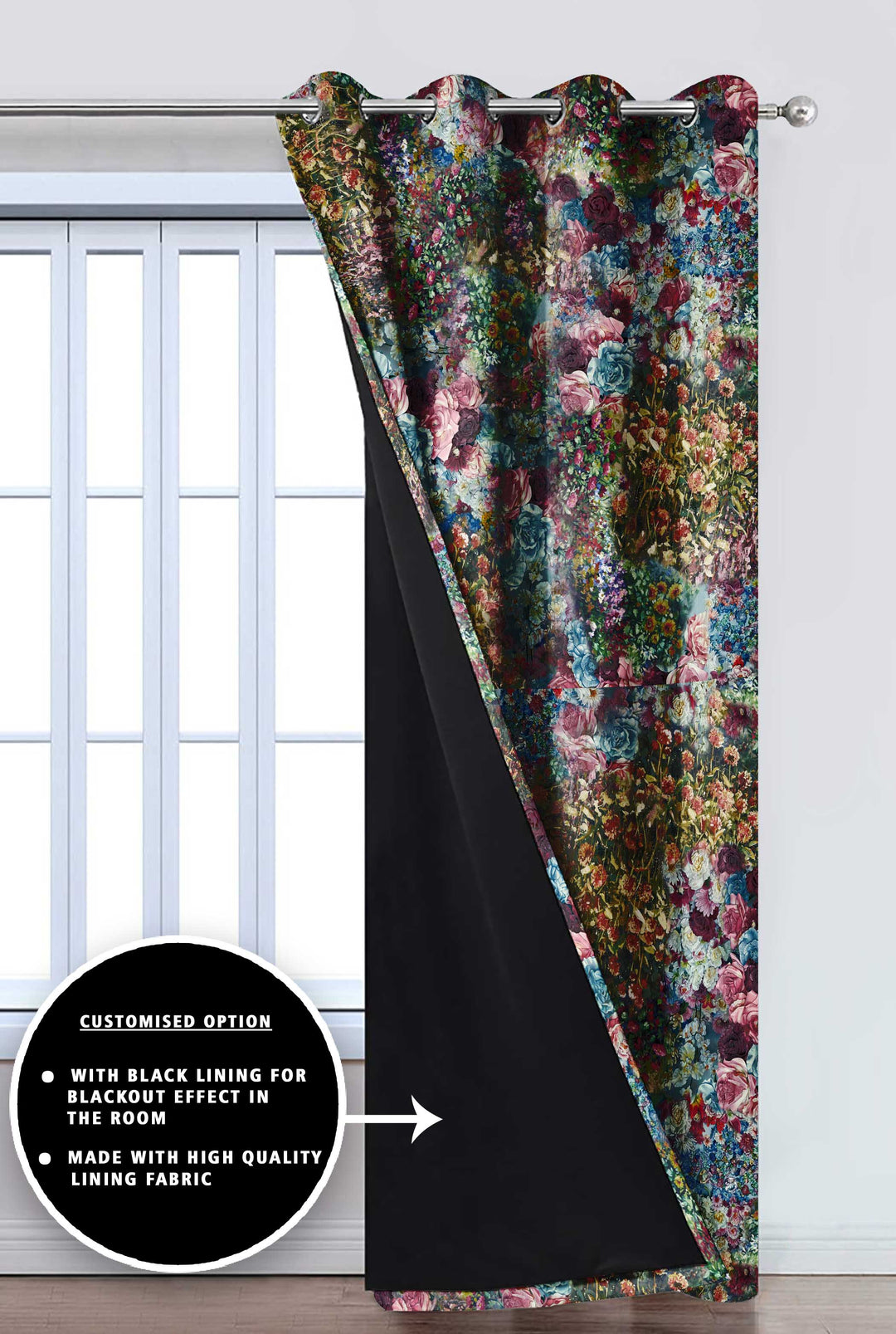 Ultimate Trends Premium Polyester Floral Curtain For Home Décor Multi Color, 1 Piece