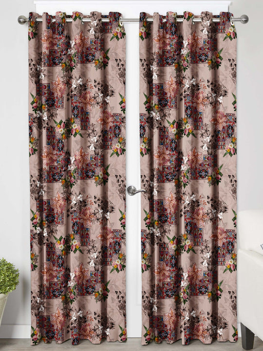 Ultimate Trends Premium Polyester Floral Curtain For Home Décor Dark Brown Color, 1 Piece