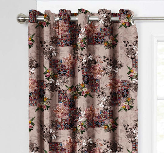 Ultimate Trends Premium Polyester Floral Curtain For Home Décor Dark Brown Color, 1 Piece