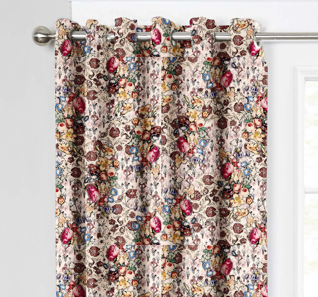 Ultimate Trends Premium Polyester Floral Curtain For Home Décor Peanut Brown Color, 1 Piece