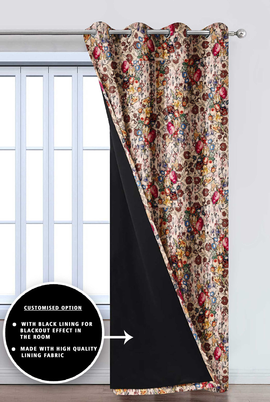 Ultimate Trends Premium Polyester Floral Curtain For Home Décor Peanut Brown Color, 1 Piece