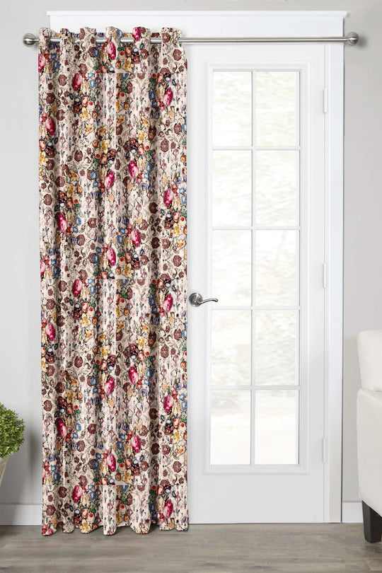 Ultimate Trends Premium Polyester Floral Curtain For Home Décor Peanut Brown Color, 1 Piece