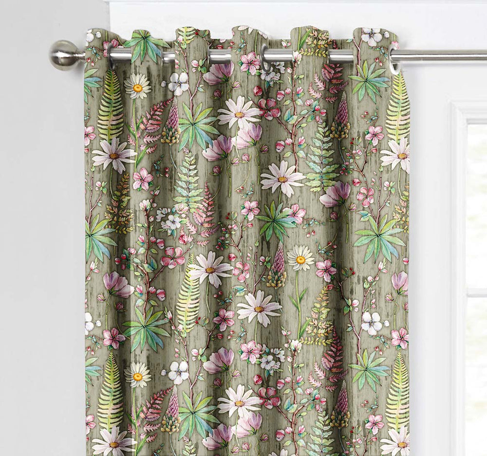 Ultimate Trends Premium Polyester Floral Curtain For Home Décor Moss Green Color, 1 Piece