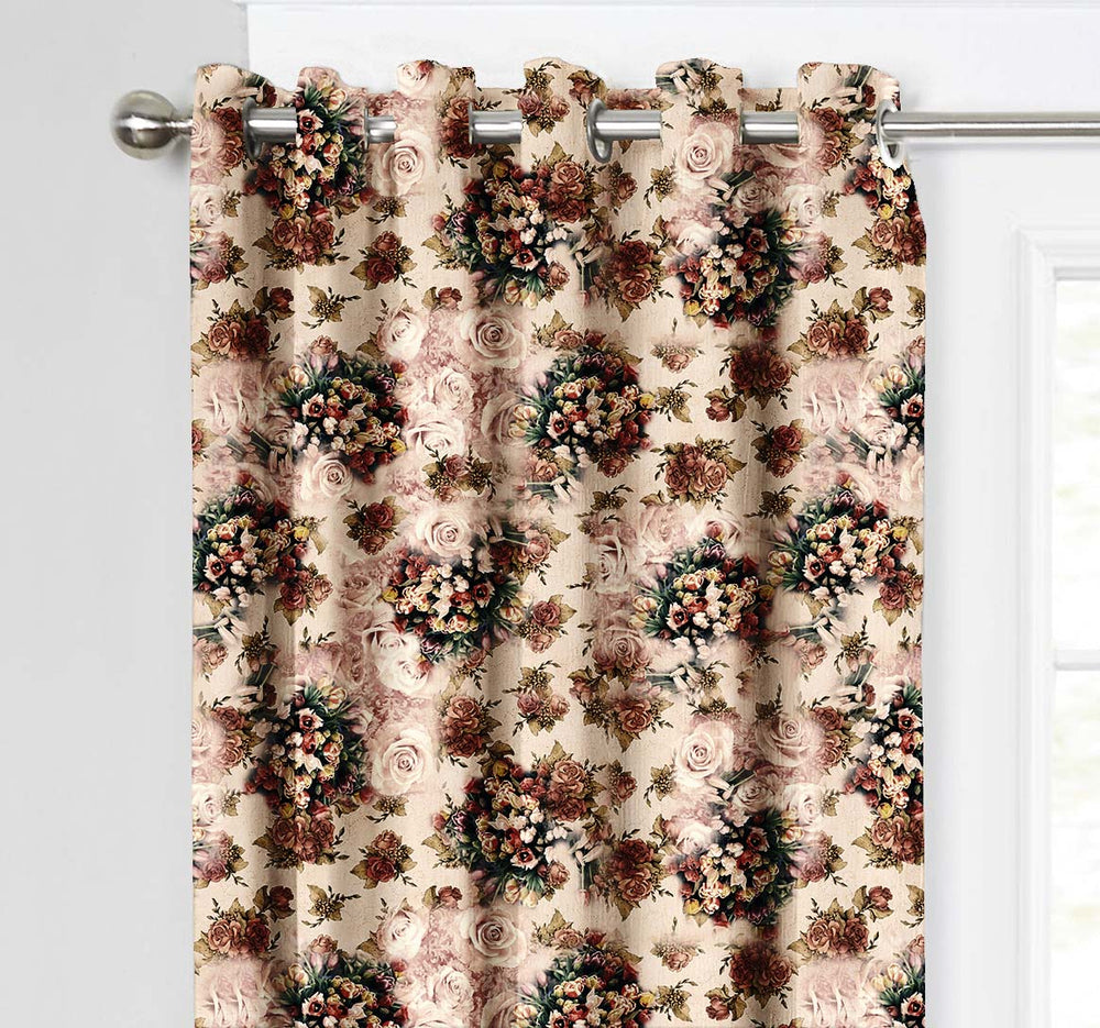 Ultimate Trends Premium Polyester Floral Curtain For Home Décor Brown Color, 1 Piece