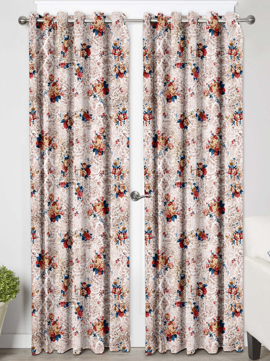 Ultimate Trends Premium Polyester Floral Curtain For Home Décor Light Brown Color, 1 Piece