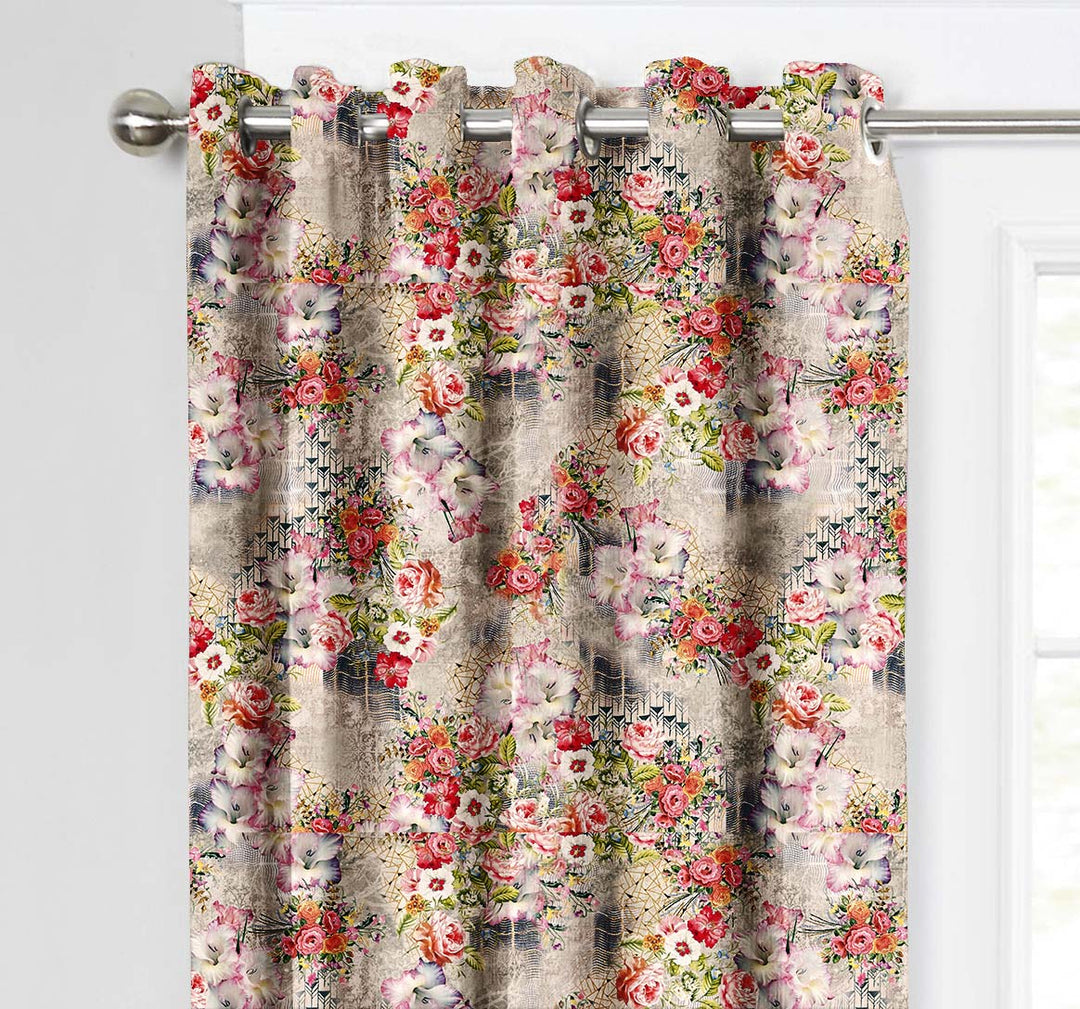 Ultimate Trends Premium Polyester Floral Curtain For Home Décor Multi Color, 1 Piece