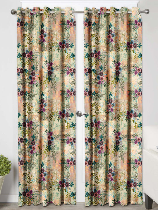 Ultimate Trends Premium Polyester Floral Curtain For Home Décor Multi Color, 1 Piece