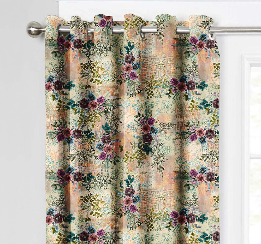 Ultimate Trends Premium Polyester Floral Curtain For Home Décor Multi Color, 1 Piece