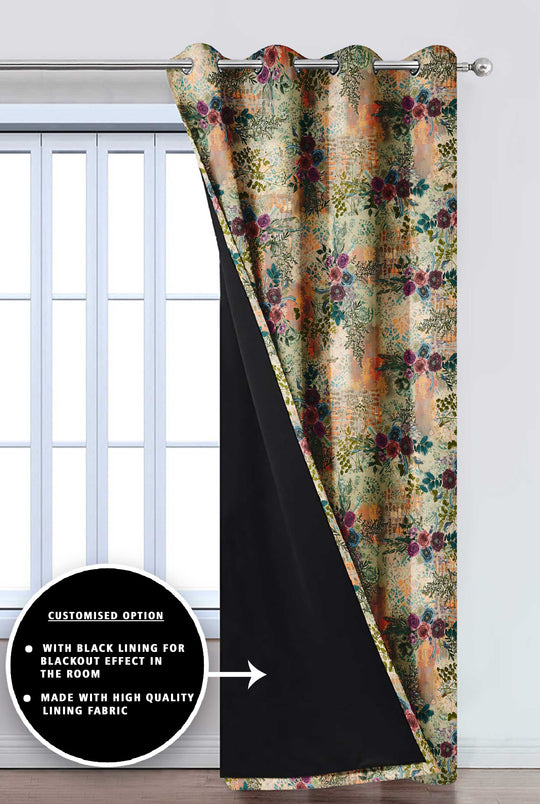 Ultimate Trends Premium Polyester Floral Curtain For Home Décor Multi Color, 1 Piece