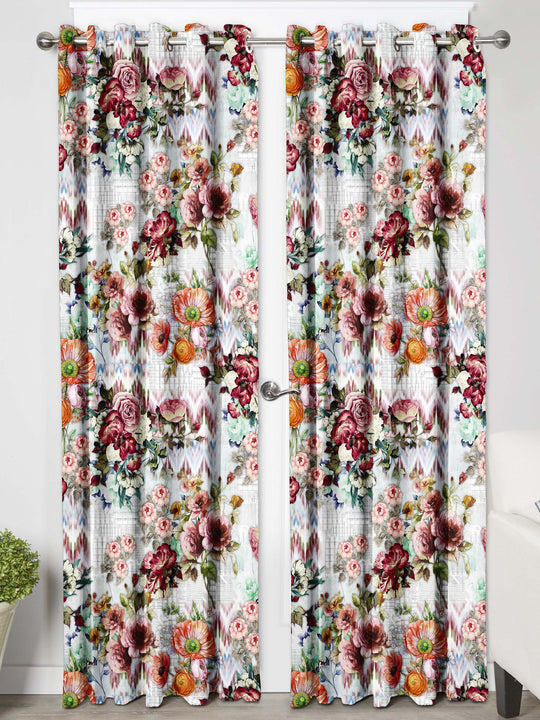 Ultimate Trends Premium Polyester Floral Curtain For Home Décor Multi Color, 1 Piece