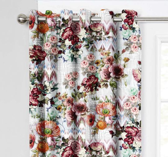 Ultimate Trends Premium Polyester Floral Curtain For Home Décor Multi Color, 1 Piece