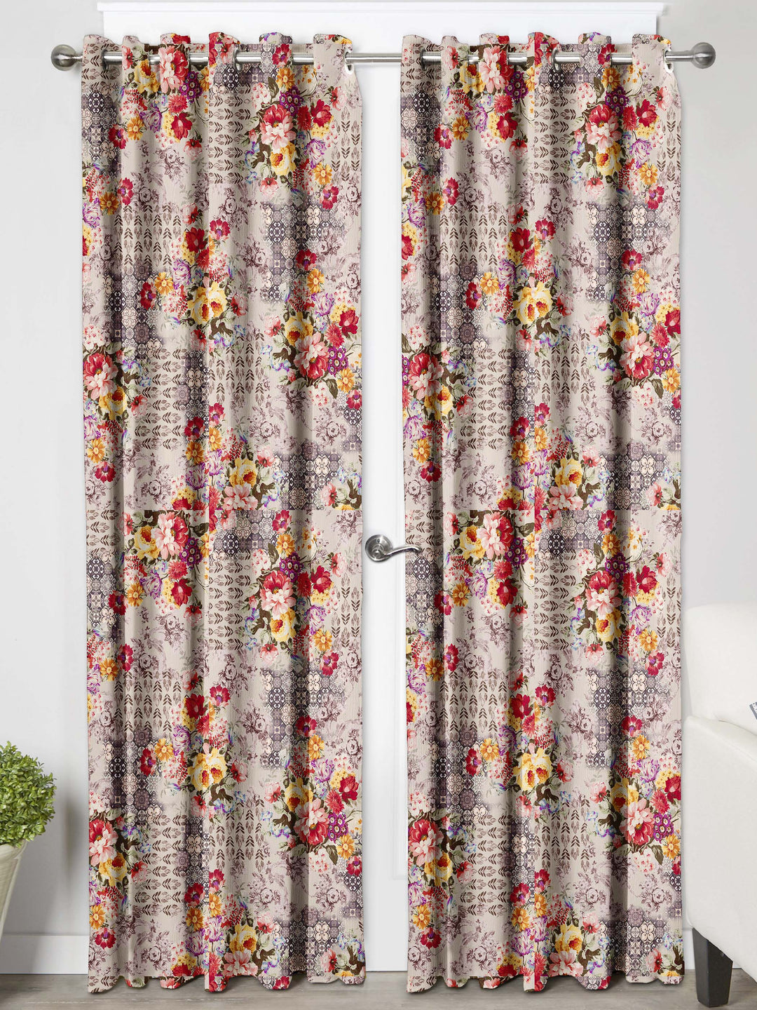 Ultimate Trends Premium Polyester Floral Curtain For Home Décor Multi Color, 1 Piece