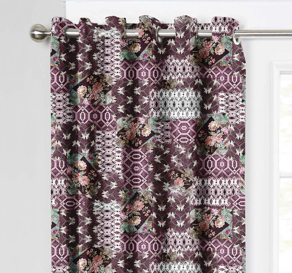 Ultimate Trends Premium Polyester Floral Curtain For Home Décor Dark Purple Color, 1 Piece