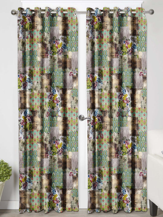 Ultimate Trends Premium Polyester Floral Curtain For Home Décor Pickle Green Color, 1 Piece