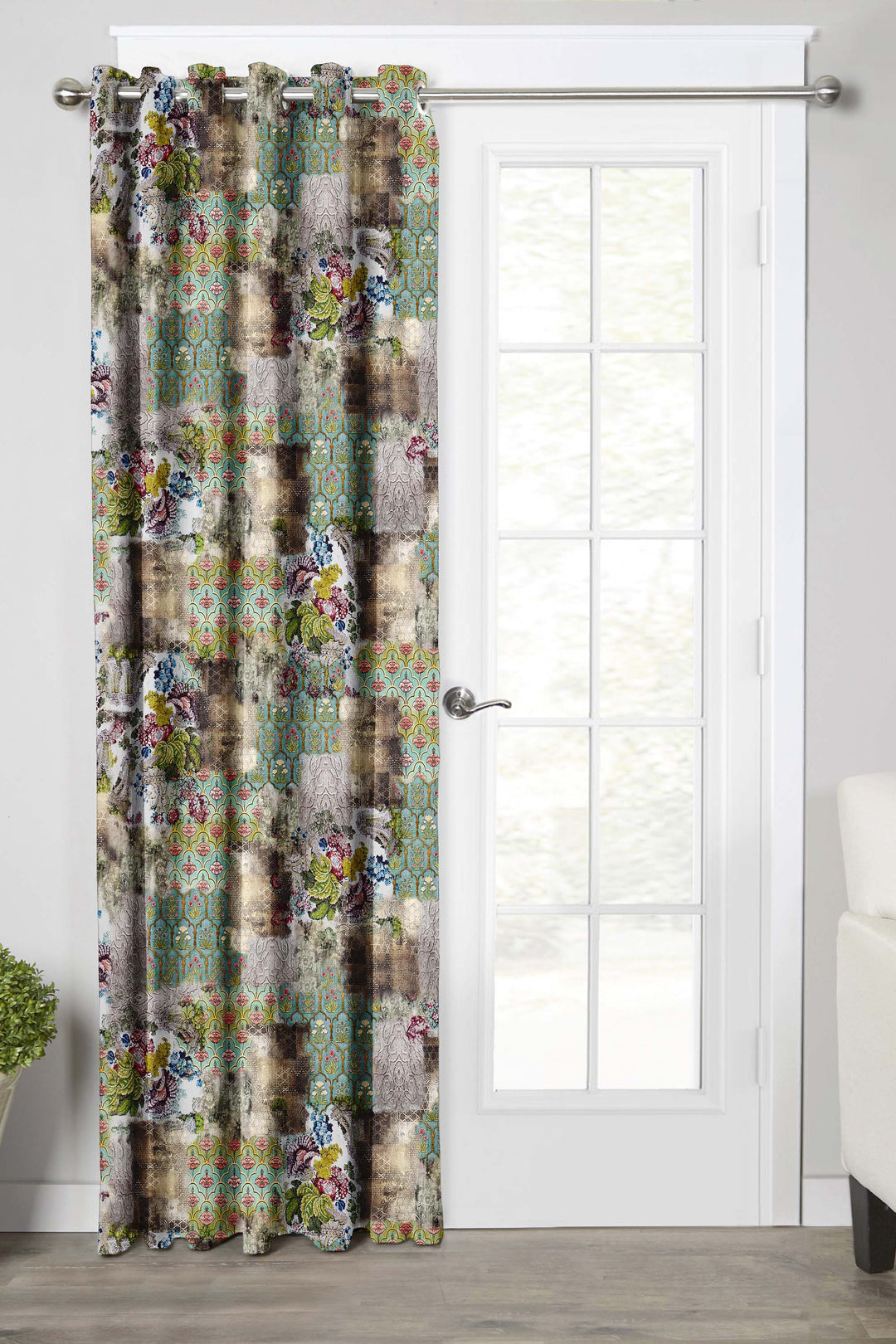 Ultimate Trends Premium Polyester Floral Curtain For Home Décor Pickle Green Color, 1 Piece