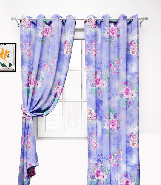 Ultimate Trends Premium Polyester Fancy Floral Curtain For Home Blue Color, 1 Piece