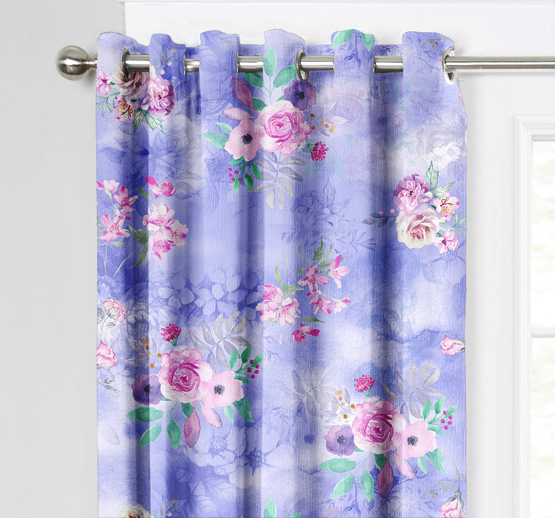 Ultimate Trends Premium Polyester Fancy Floral Curtain For Home Blue Color, 1 Piece