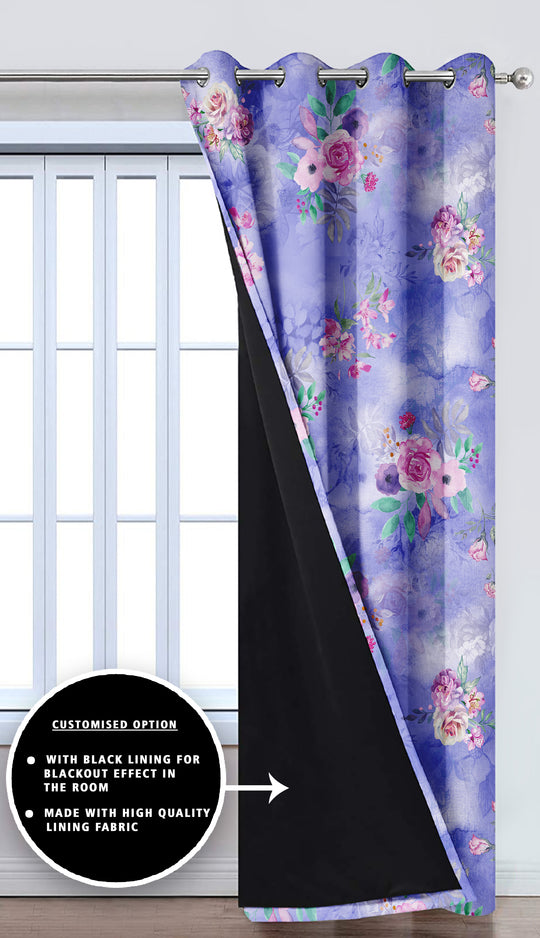 Ultimate Trends Premium Polyester Fancy Floral Curtain For Home Blue Color, 1 Piece