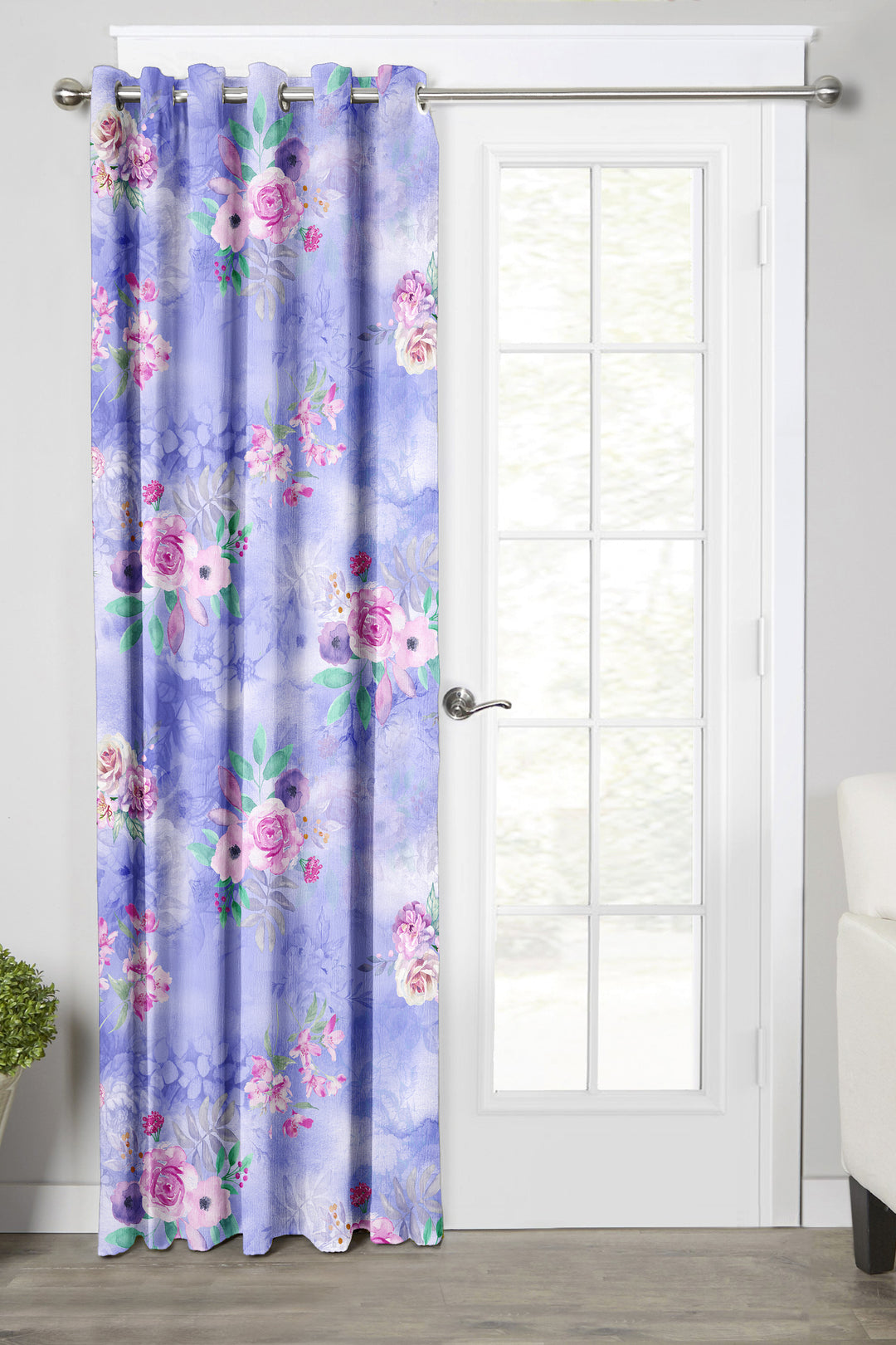 Ultimate Trends Premium Polyester Fancy Floral Curtain For Home Blue Color, 1 Piece