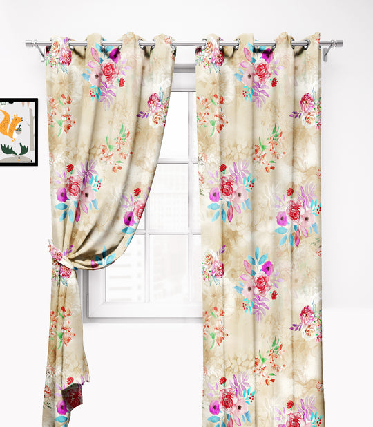 Ultimate Trends Premium Polyester Fancy Floral Curtain For Home Cream Color, 1 Piece