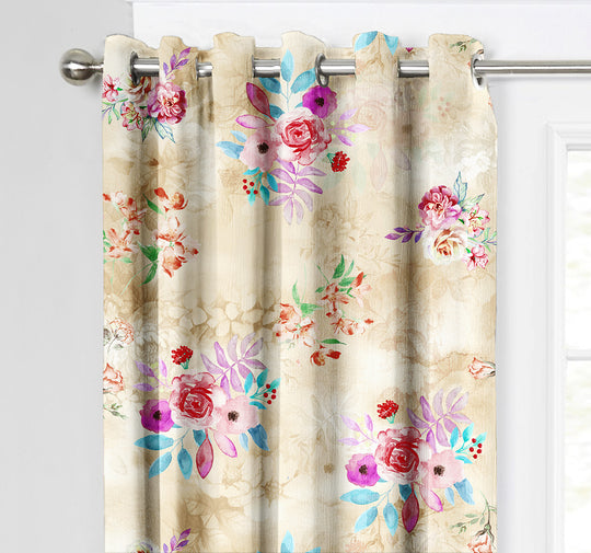 Ultimate Trends Premium Polyester Fancy Floral Curtain For Home Cream Color, 1 Piece