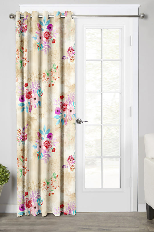 Ultimate Trends Premium Polyester Fancy Floral Curtain For Home Cream Color, 1 Piece