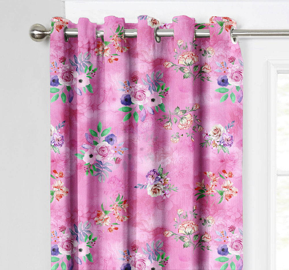 Ultimate Trends Premium Polyester Fancy Floral Curtain For Home Décor Pink Color, 1 Piece