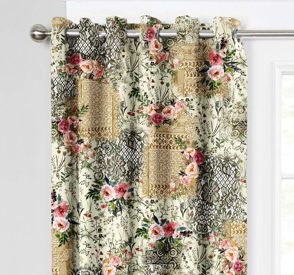 Ultimate Trends Premium Polyester Fancy Floral Curtain For Home Décor Multi Color, 1 Piece