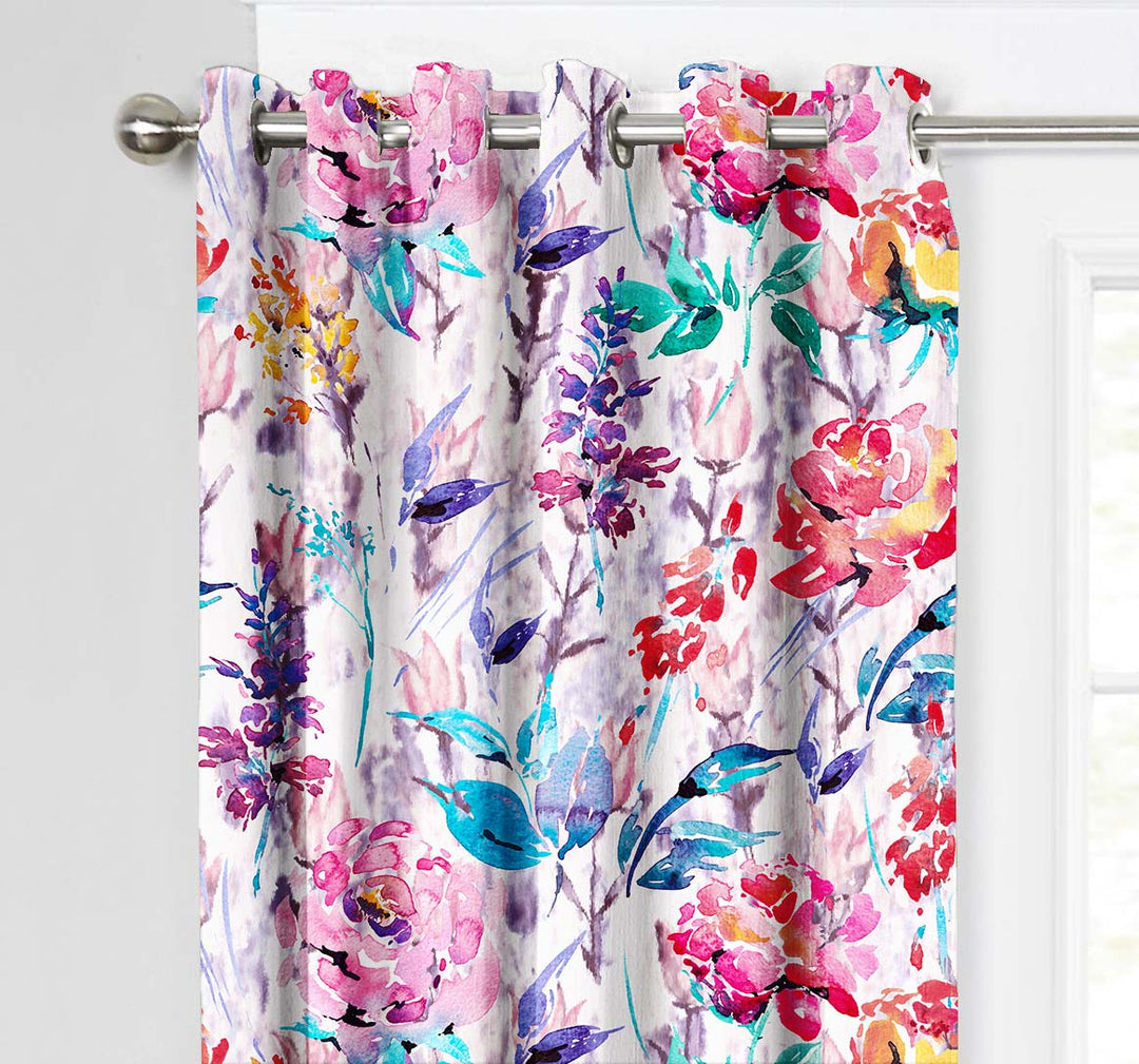 Ultimate Trends Premium Polyester Fancy Floral Curtain For Home Décor Multi Color, 1 Piece