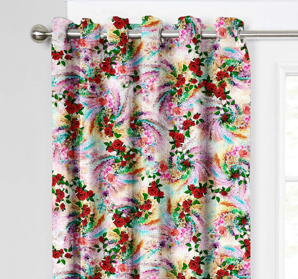 Ultimate Trends Premium Polyester Fancy Floral Curtain For Home Décor Multi Color, 1 Piece